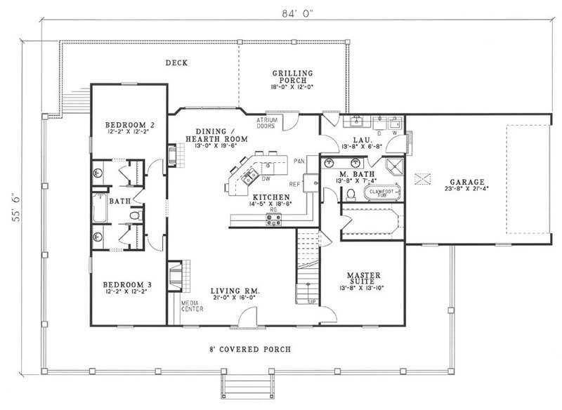 Floor Plan First Story of Country Plan #153-1828