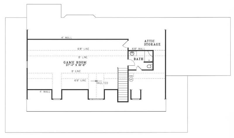 Floor Plan Second Story of Country Plan #153-1828