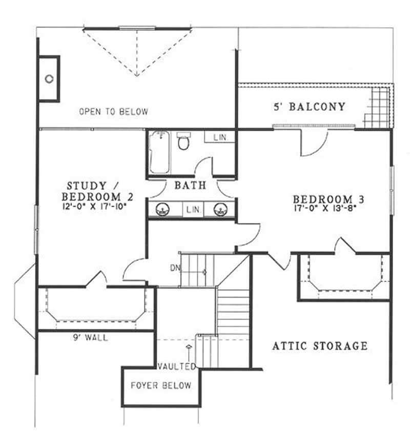 Upper Level of 1 1/2 Story Plan #153-1829