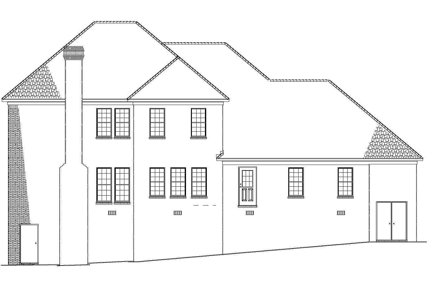Home Plan Rear Elevation of this 5-Bedroom,3643 Sq Ft Plan -153-1830