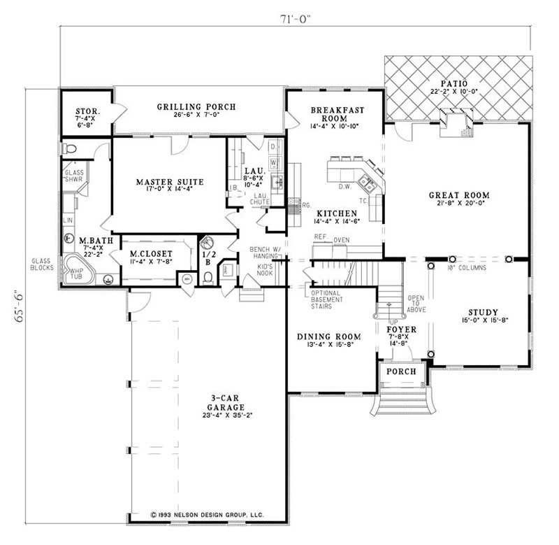 Floor Plan First Story of Colonial Plan #153-1830