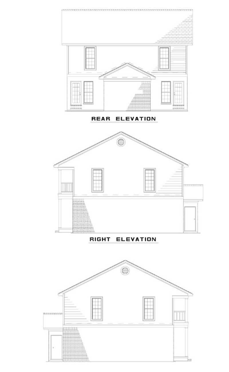 Home Plan Rear Elevation of this 2-Bedroom,1005 Sq Ft Plan -153-1831