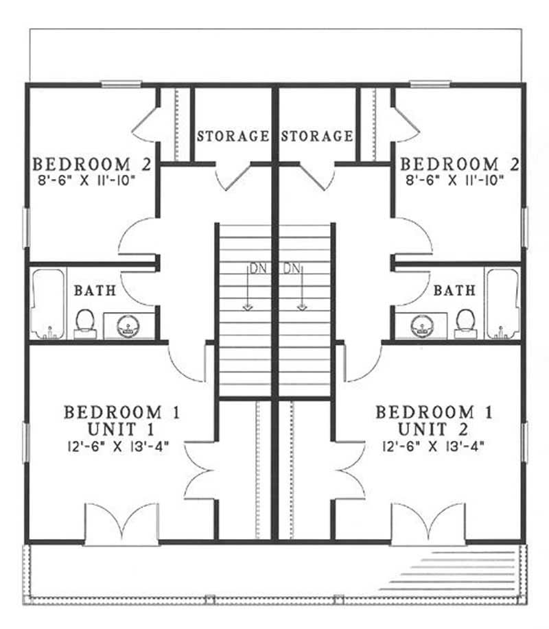 Floor Plan Second Story of Southern Plan #153-1831