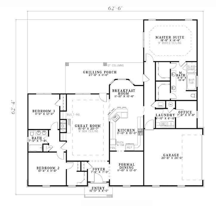 Main Level of Ranch Plan #153-1832