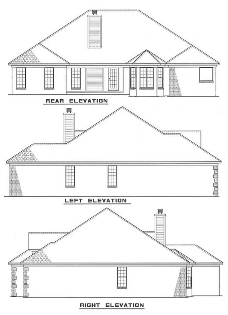 Home Plan Rear Elevation of this 4-Bedroom,2319 Sq Ft Plan -153-1833