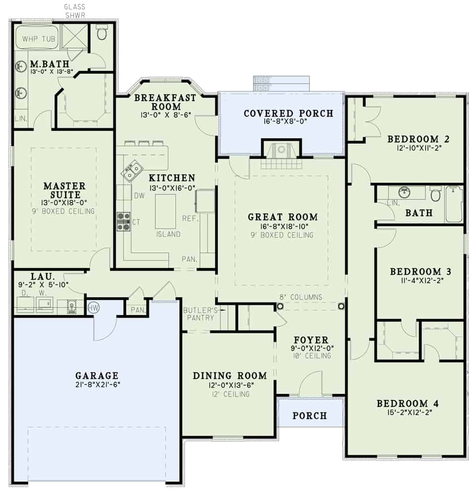 Main Level of Ranch Plan #153-1833
