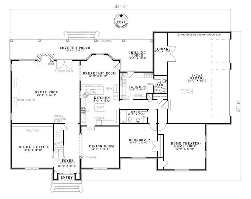 Floor Plan First Story of Luxury Plan #153-1834