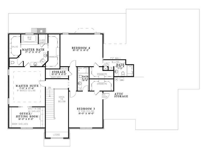 Floor Plan Second Story of Luxury Plan #153-1834