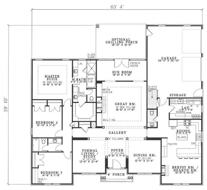 Floor Plan First Story of Traditional Plan #153-1839