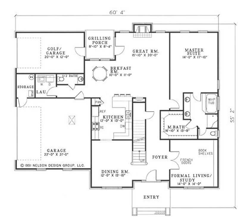 Floor Plan First Story of French Plan #153-1840