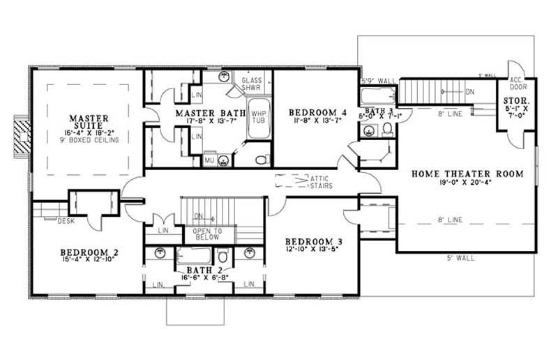 Floor Plan Second Story of Luxury Plan #153-1841