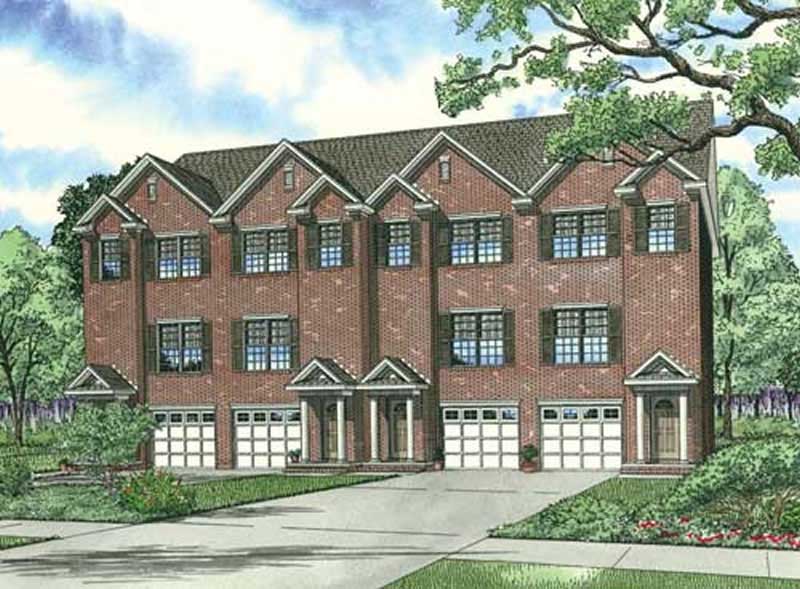 Front elevation of Duplex/Multi-Unit home (ThePlanCollection: House Plan #153-1843)