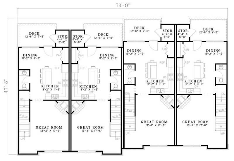 Floor Plan First Story of Multi-Unit Plan #153-1843