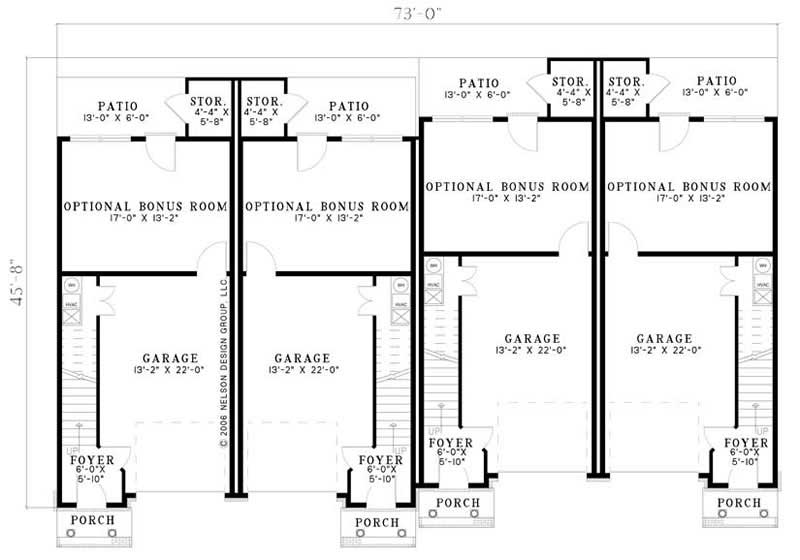Floor Plan Basement of Multi-Unit Plan #153-1843