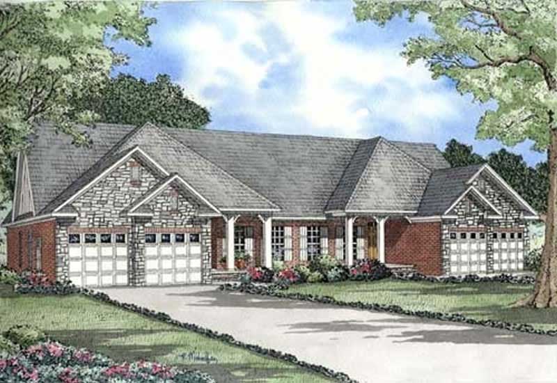 Front elevation of Multi-Unit home (ThePlanCollection: House Plan #153-1846)