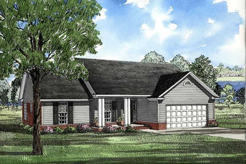Front elevation of Small House Plans home (ThePlanCollection: House Plan #153-1848)
