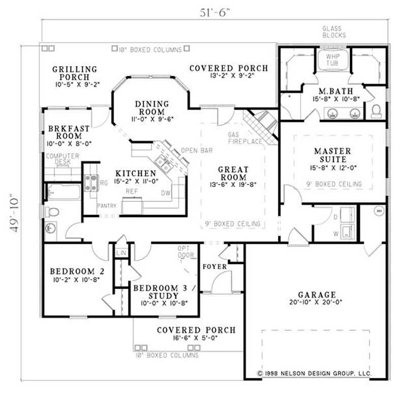 Floor Plan First Story of Small House Plans #153-1848