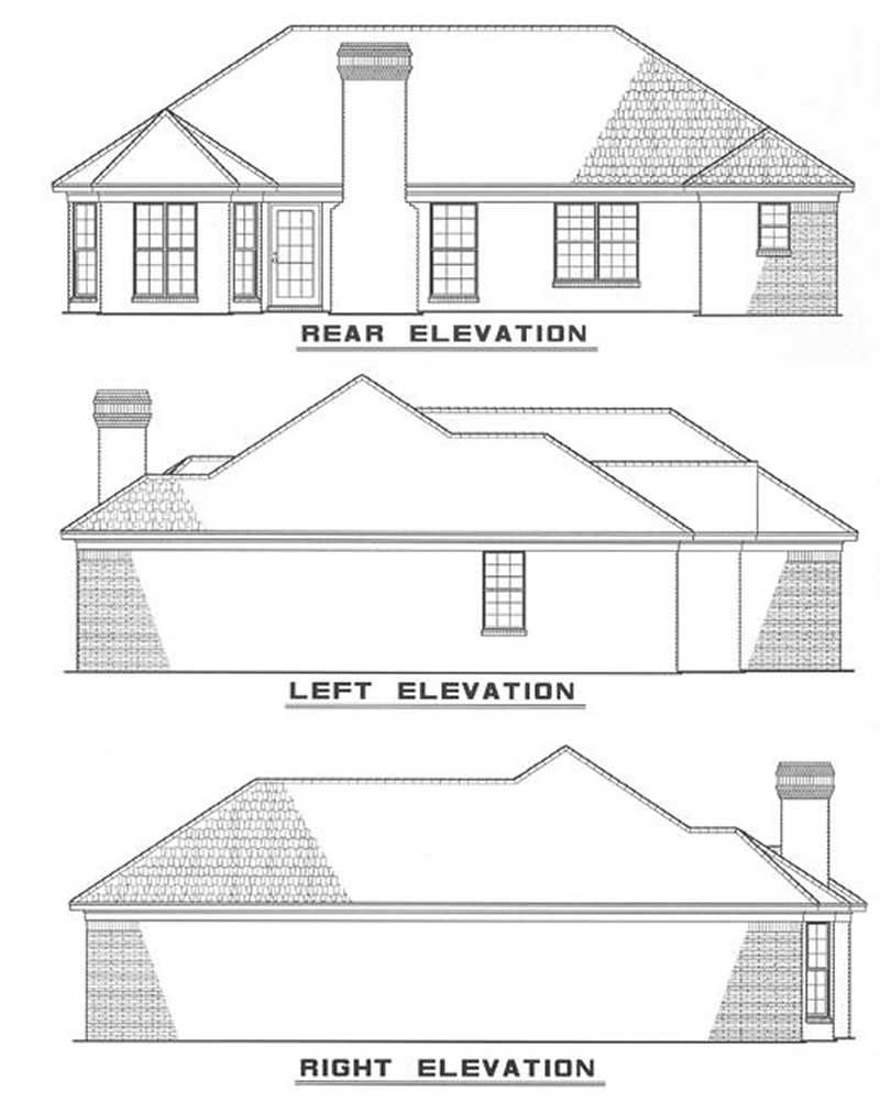 Home Plan Rear Elevation of this 3-Bedroom,1461 Sq Ft Plan -153-1851