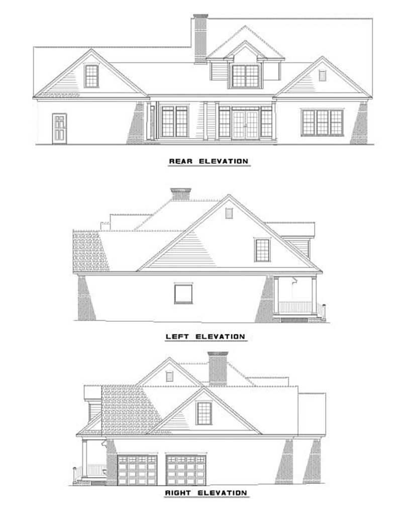 Home Plan Rear Elevation of this 5-Bedroom,3155 Sq Ft Plan -153-1853
