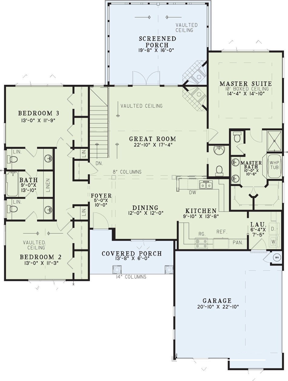 Floor Plan First Story of Country Plan #153-1855