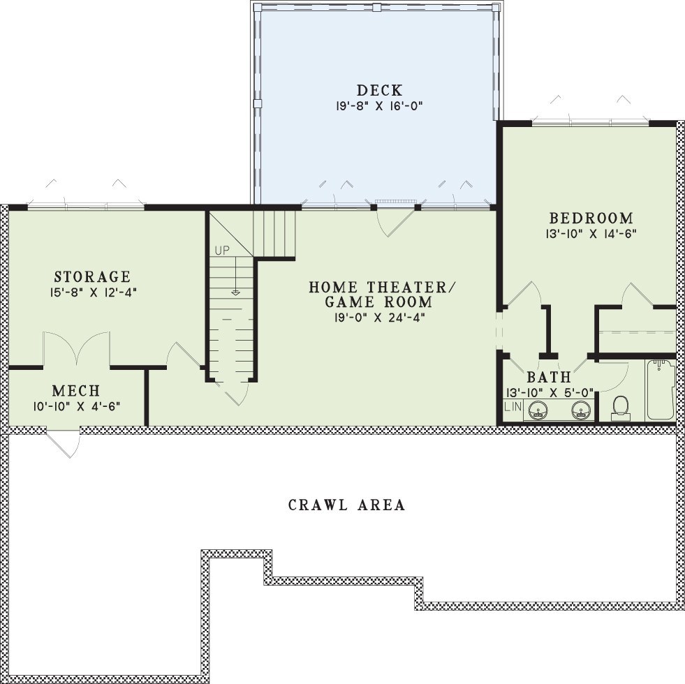 Floor Plan Second Story of Country Plan #153-1855