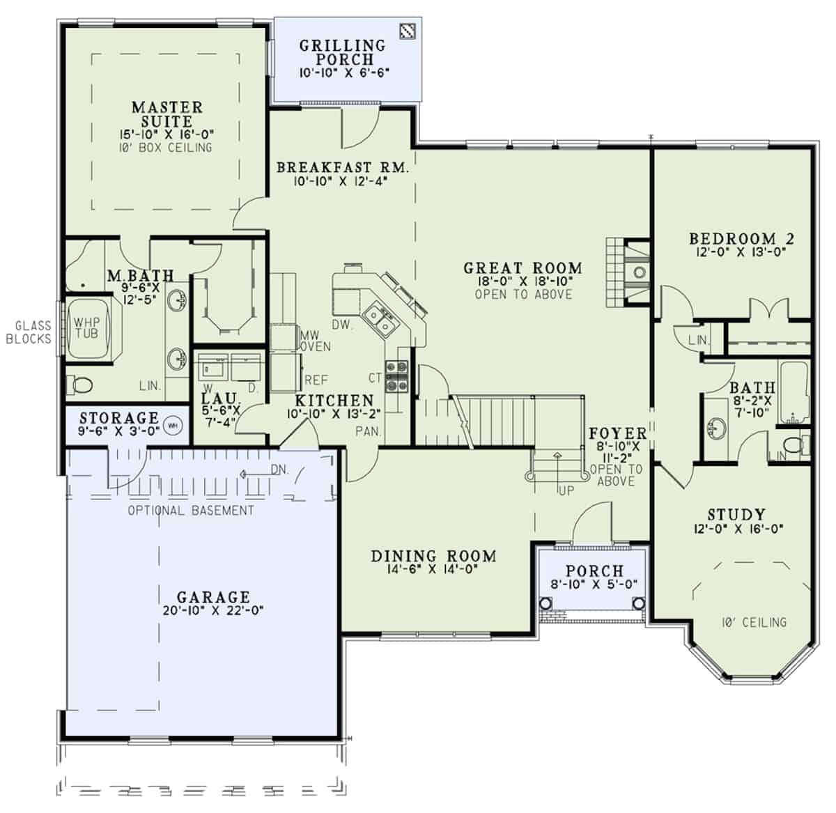 Main Level of Traditional Plan #153-1856