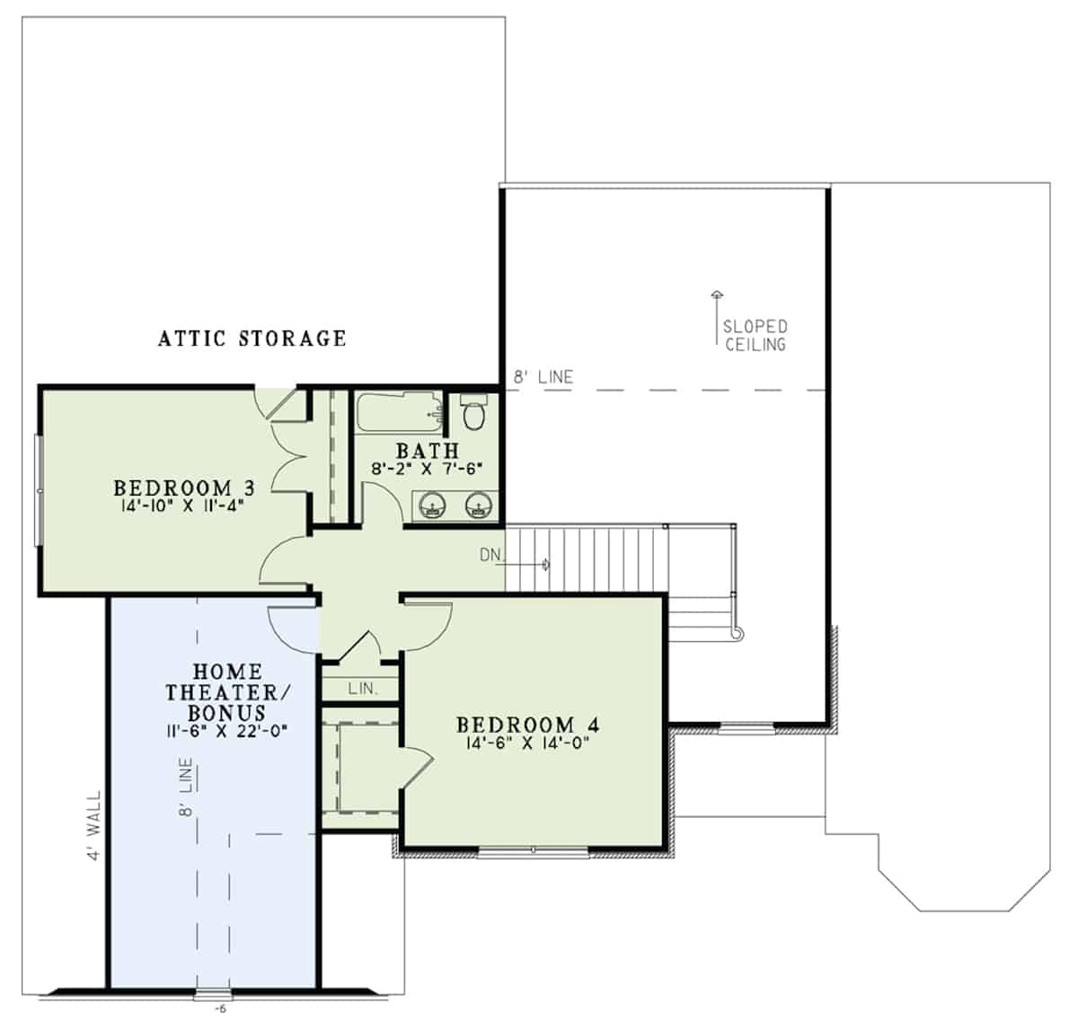 Upper Level of Traditional Plan #153-1856
