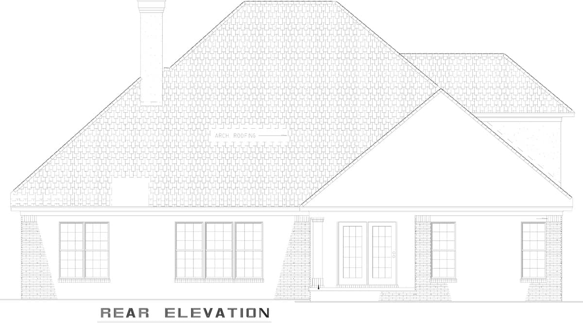 Home Plan Rear Elevation of this 4-Bedroom,2585 Sq Ft Plan -153-1856