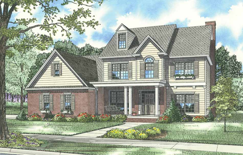 Front elevation of Southern home (ThePlanCollection: House Plan #153-1858)