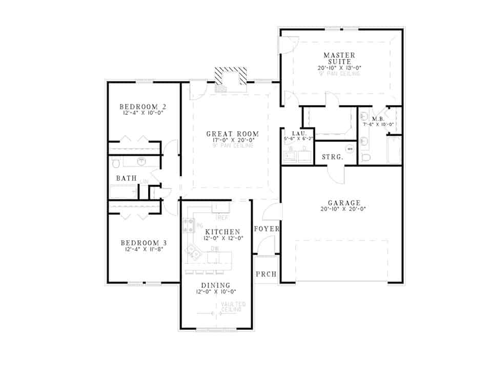 Main Level of Ranch Plan #153-1859