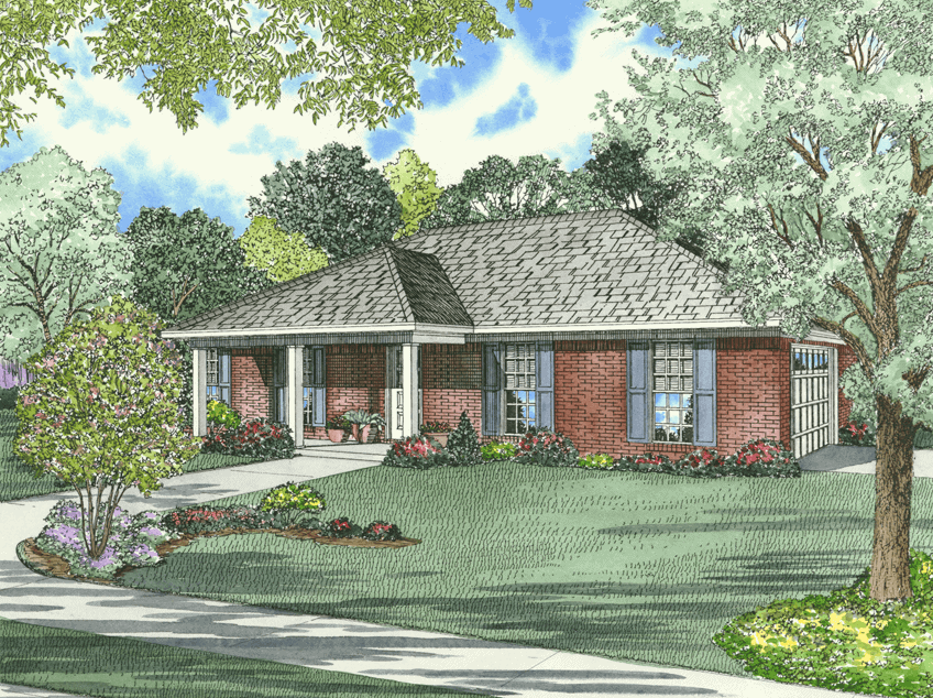 Front elevation of Small House (ThePlanCollection: House Plan #153-1863)