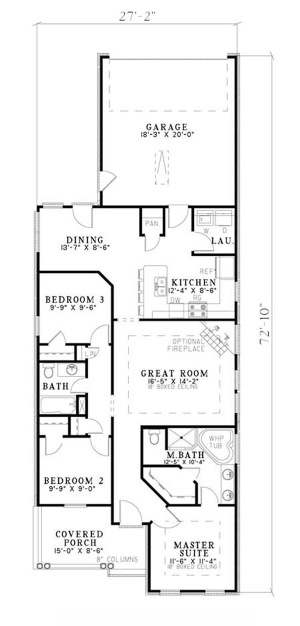 Floor Plan First Story of Small House Plans #153-1870