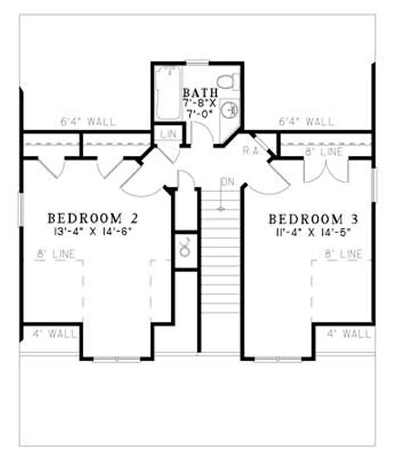 Floor Plan Second Story of Country Plan #153-1871