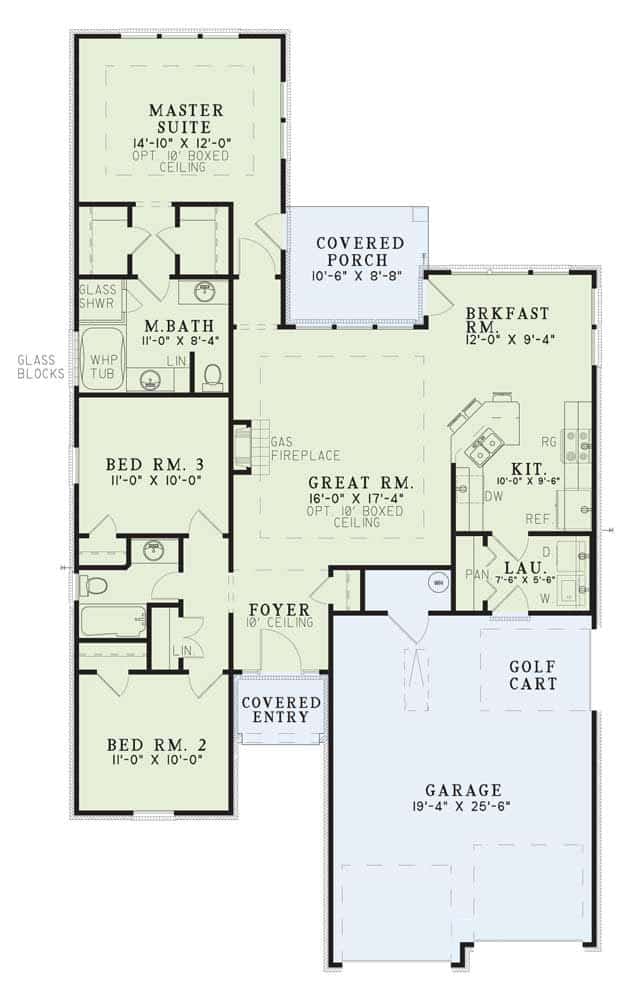 Floor Plan Main Level of Small House Plans #153-1873