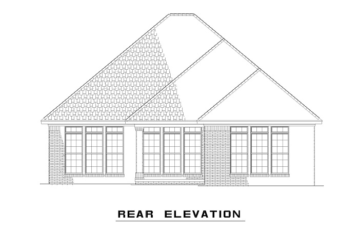 Home Plan Rear Elevation of this 3-Bedroom,1379 Sq Ft Plan -153-1873