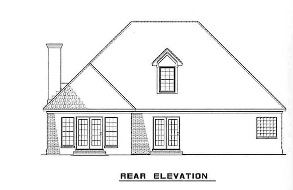 Home Plan Rear Elevation of this 3-Bedroom,1797 Sq Ft Plan -153-1875
