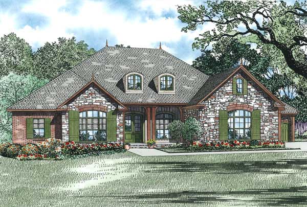 Front elevation of European home (ThePlanCollection: House Plan #153-1878)