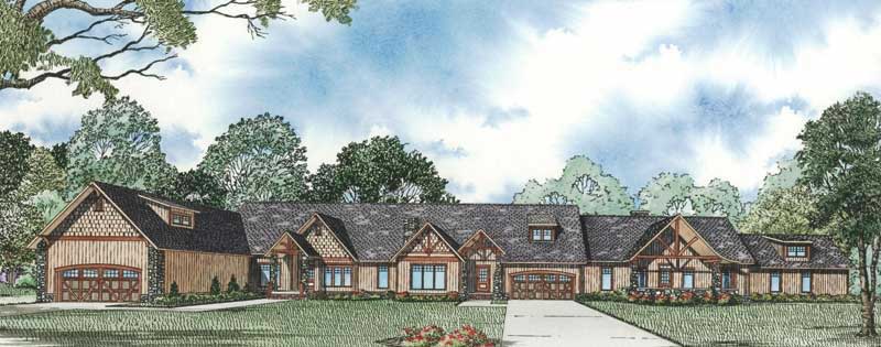 Front elevation of Multi-Unit home (ThePlanCollection: House Plan #153-1882)
