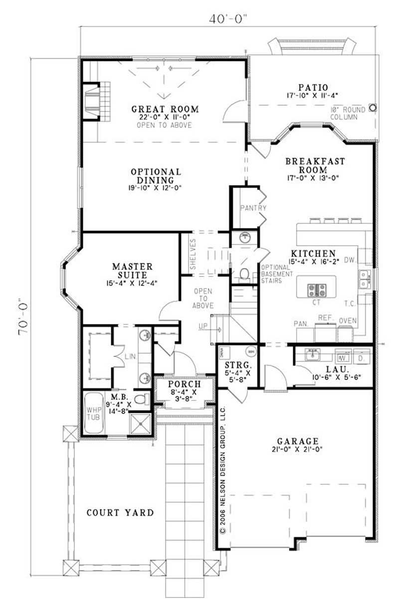 Floor Plan First Story of Country Plan #153-1883