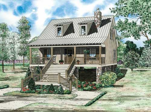 Front elevation of Country home (ThePlanCollection: House Plan #153-1886)