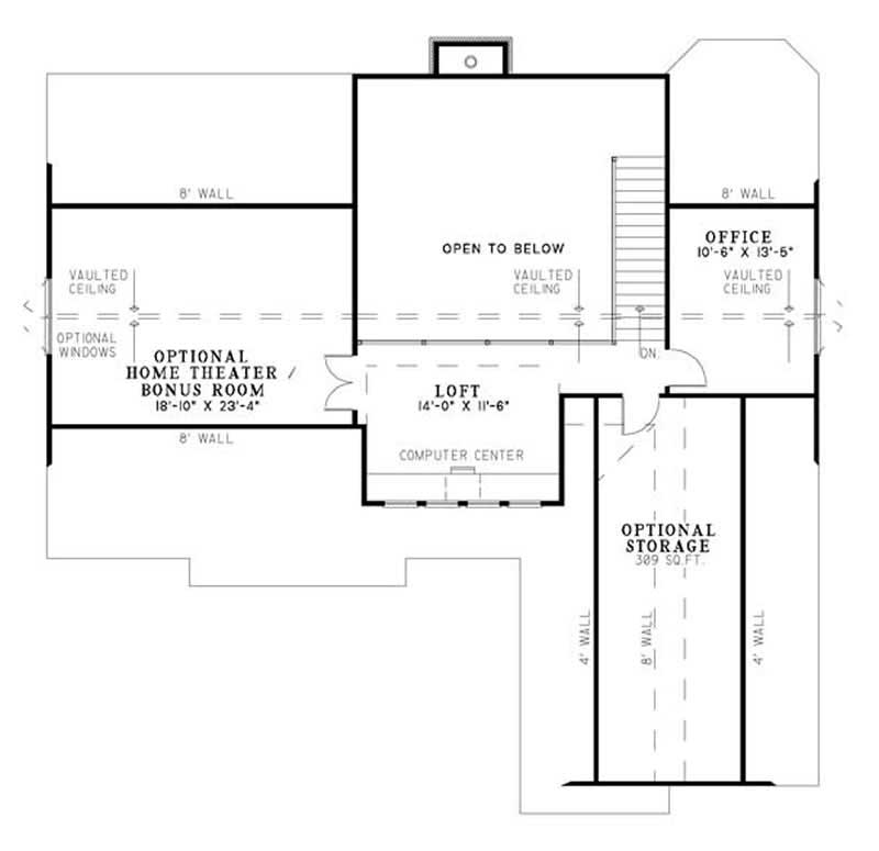 Floor Plan Second Story of Vacation Homes Plan #153-1892