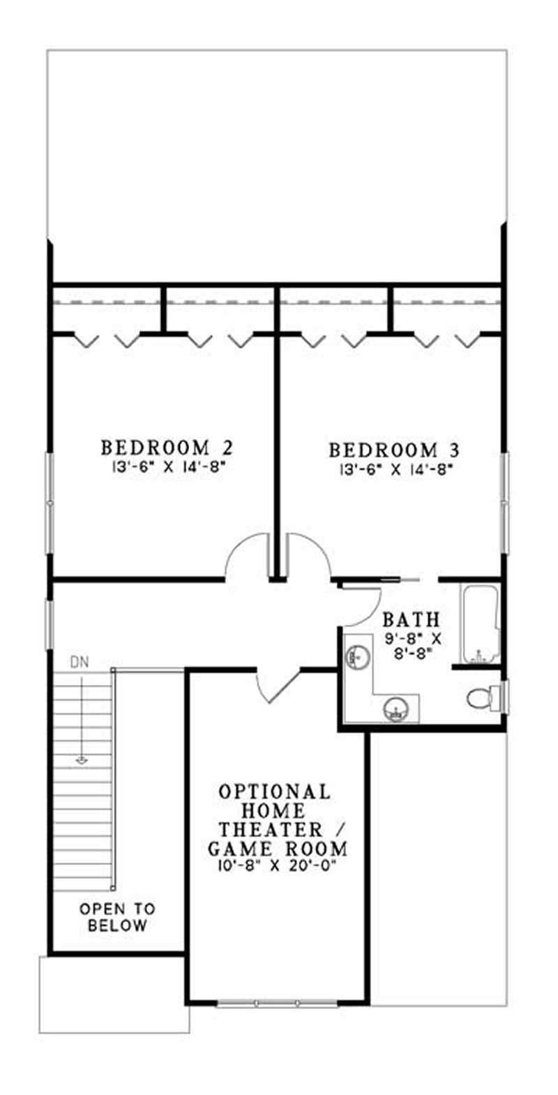 Floor Plan Second Story of Country Plan #153-1898