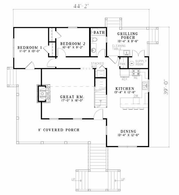 Floor Plan First Story of Coastal Plan #153-1899