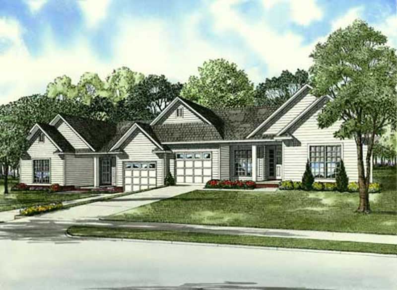 Front elevation of Multi-Unit home (ThePlanCollection: House Plan #153-1900)