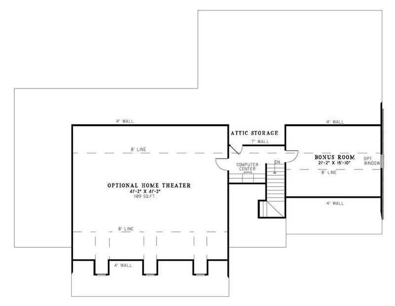 Floor Plan Second Story of Cape Cod Plan #153-1902