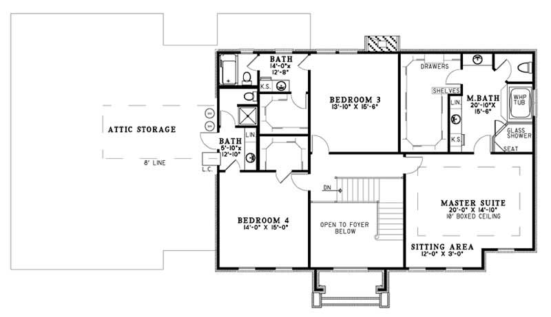Floor Plan Second Story of Luxury Plan #153-1903