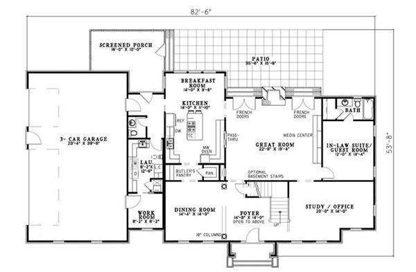 Floor Plan First Story of Luxury Plan #153-1903