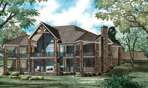 Home Plan Rear Elevation of this 4-Bedroom,5144 Sq Ft Plan -153-1904