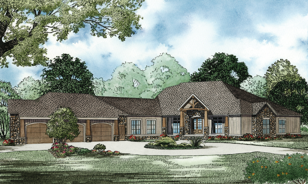 Home Plan Front Elevation of this 4-Bedroom,5144 Sq Ft Plan -153-1904
