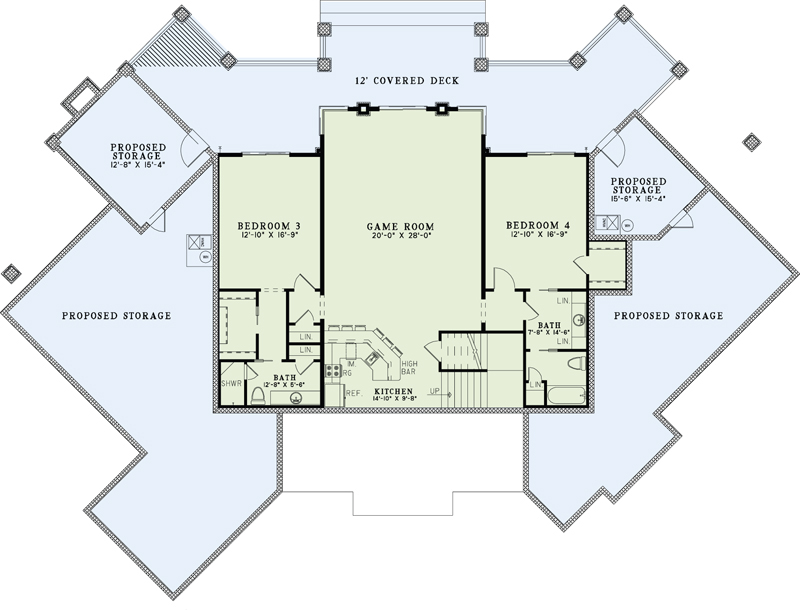 Floor Plan Basement of Country Plan #153-1904